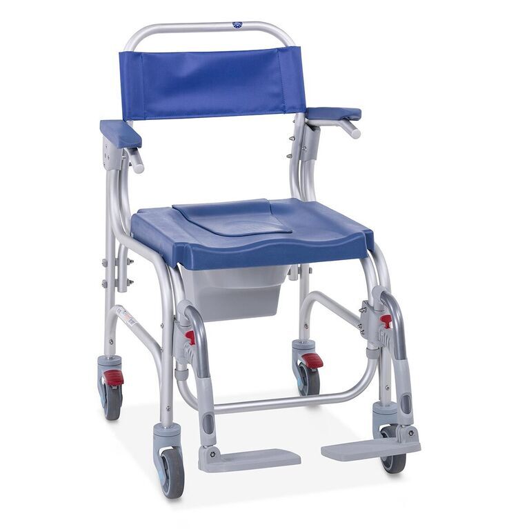 Deluxe Fixed Height Mobile Shower Commode Chair