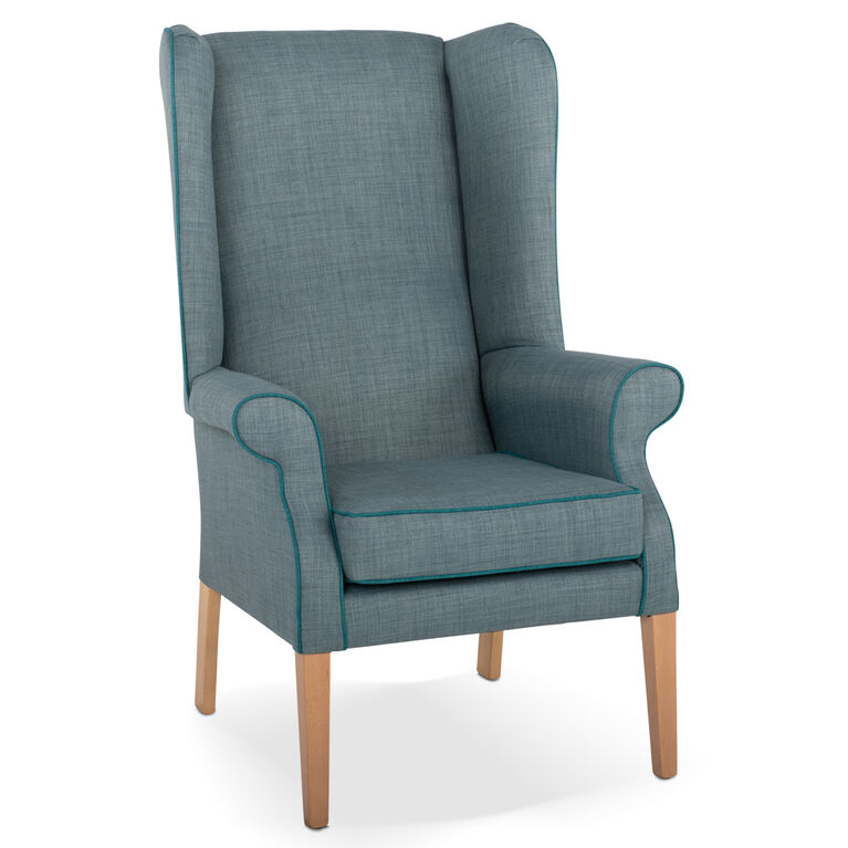 NHC Deluxe High Back Wing Chair - Duck Egg (Teal Piping)