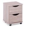 NHC Deluxe 2 Drawer Bedside Cabinet With Cutaway Handle - Light Oak Thumbnail