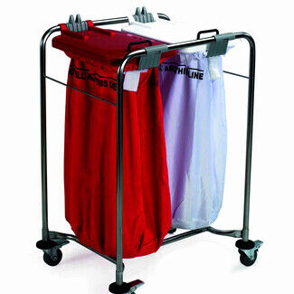 Linen Trolley - 2 Bag - White & Red Lid