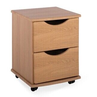 NHC Deluxe 2 Drawer Bedside Cabinet With Cutaway Handle - Lissa Oak