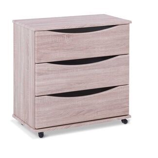 NHC Deluxe 3 Drawer Chest With Cutaway Handle - Light Oak