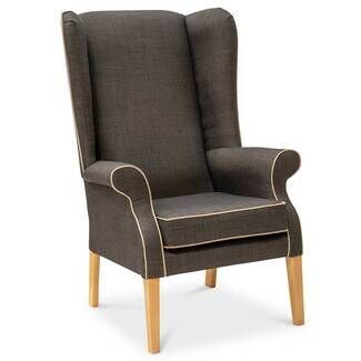 NHC Deluxe High Back Wing Chair - Charcoal (Sand Piping)